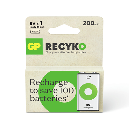 GP ReCyko 9V 200 mAh Oplaadbare NiMH Batterij