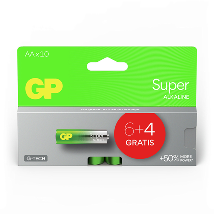 GP Super Alkaline AA 6 + 4 Stuks