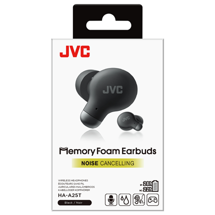 JVC Memory Foam Earbuds met Noise Cancelling in-ear hoofdtelefoon zwart HA-A25T
