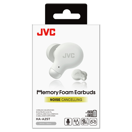 JVC Memory Foam Earbuds met Noise Cancelling in-ear hoofdtelefoon wit HA-A25T