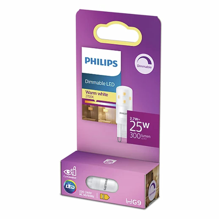 Philips LED capsule G9 2,7W 2700K Mat Dimbaar