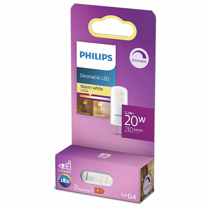 Philips LED capsule G4 2,1W Mat Dimbaar
