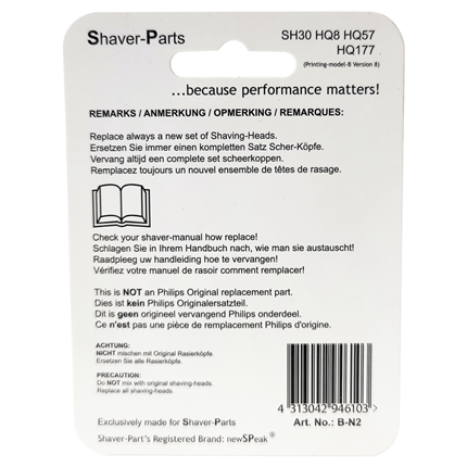Shaver Parts Scheerkop voor Philips SH30/HQ8/HQ177