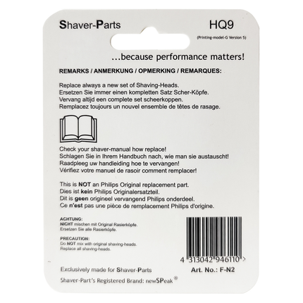 Shaver Parts Scheerkop voor Philips HQ9
