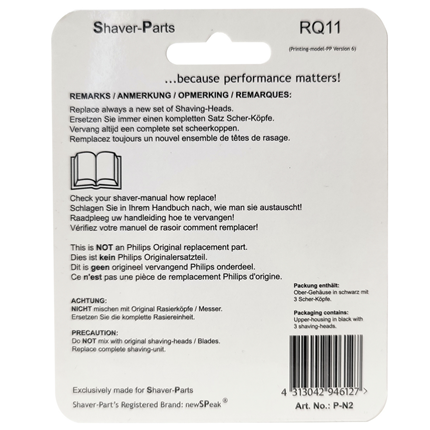 Shaver Parts Scheerkop voor Philips RQ11