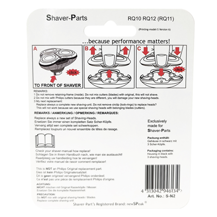 Shaver Parts Scheerkop voor Philips RQ10/RQ12