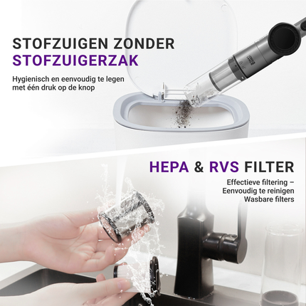 Lebenlang LBL2305 Handstofzuiger - Kruimeldief - RVS - 0,5 L Stofreservoir
