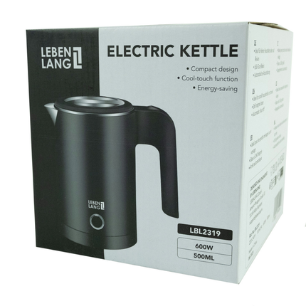 Lebenlang LBL2319 Reis Waterkoker Zwart 0,5 L