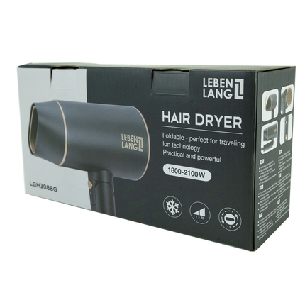 Lebenlang LBH3088G Haardroger - Föhn - Opvouwbaar - Zwart/Goud