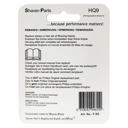 Shaver Parts Scheerkop voor Philips HQ9
