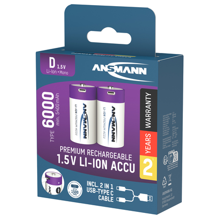 Ansmann Oplaadbare batterij Type D 6000mAh