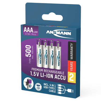 Ansmann Oplaadbare batterij AAA 500mAh