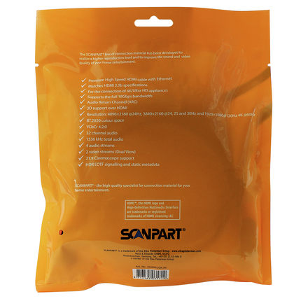Scanpart HDMI Kabel 3 meter Ethernet 2.0 + ARC
