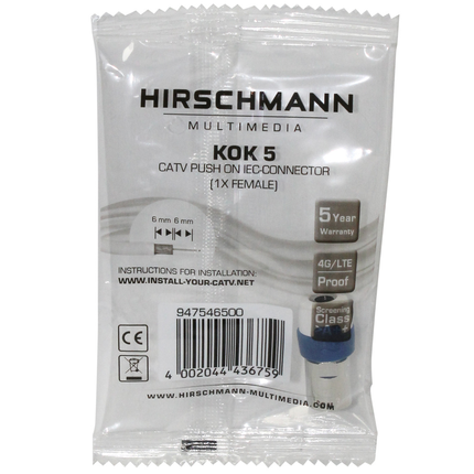 Hirschmann Antenne Stekker 7.2mm (F) Recht KOK5 4G