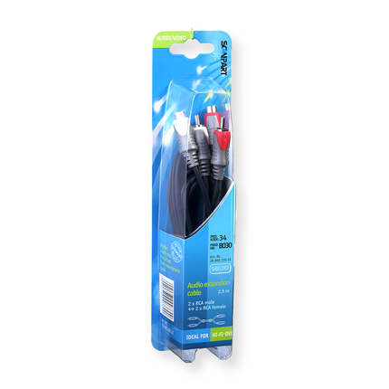 Scanpart Verlengkabel 2xTulp (M)-(F) 2,5m