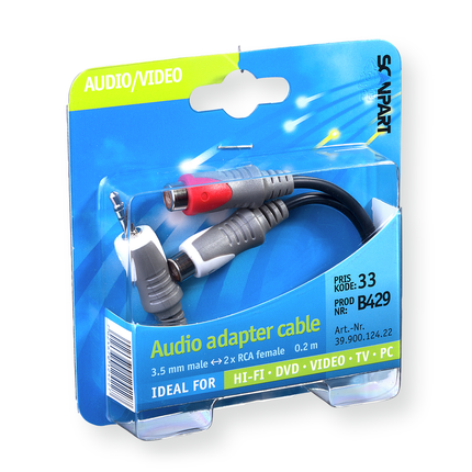 Scanpart Verlengkabel 3.5 S(M)-2xTulp(F) 0,2m
