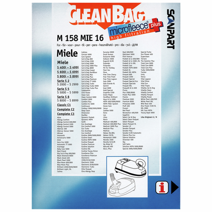 CleanBag Stofzuigerzakken M158MIE Miele type G/H/N 4 stuks