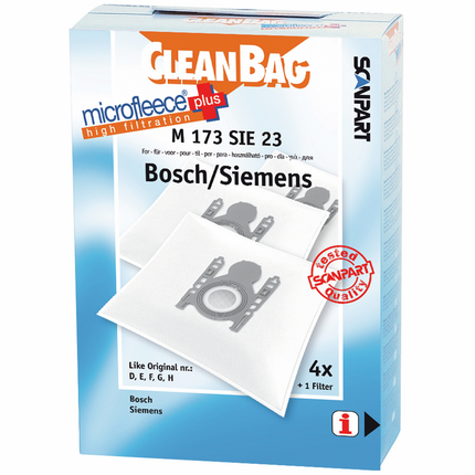 CleanBag Stofzuigerzakken M173SIE Bosch Siemens type D/E/F/G/H 4 stuks