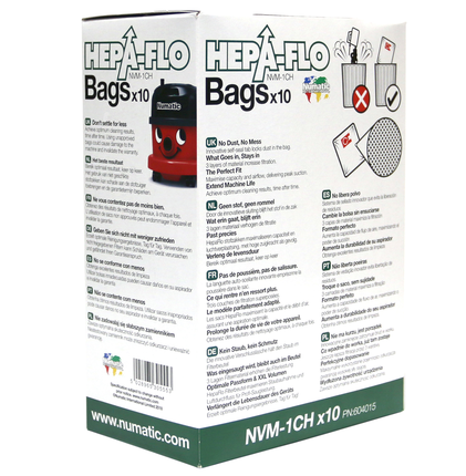 Numatic Stofzuigerzakken NVM-1CH Hepaflo 10 stuks