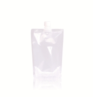 Gourde transparente (type Doypack) 250 ml avec bouchon blanc