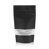 Lamizip Kraft Paper Stand Up Pouches with window 7.28 inch x 11.61 inch Black