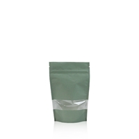 Stand up pouch kraft with window 95 mm x 150 mm Green