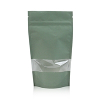 Stand up pouch kraft with window 185 mm x 295 mm Green