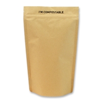 Doypack Kraft PLA  compostable 120 x 210mm 140 mm x 235 mm Marron