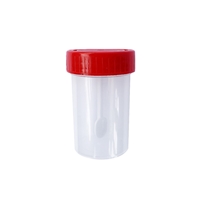 Container Faeces PP 60 ml met rode dop en lepel - 1 Doos = 600 Stuks