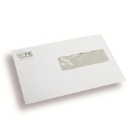 Printed Envelopes, 1 color, window right 110 mm x 220 mm White