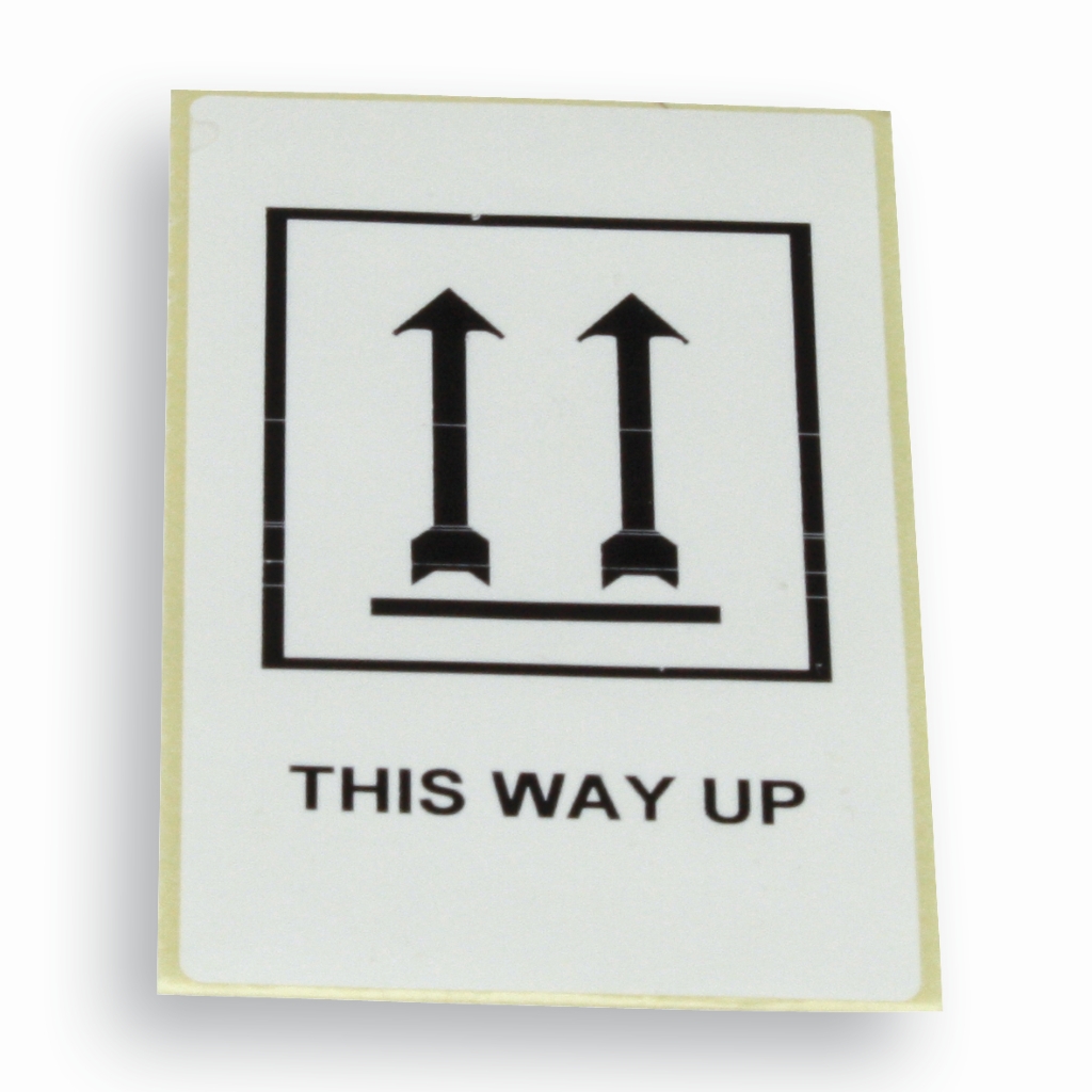 Label 'This way up' 60 mm x 100 mm Hvid