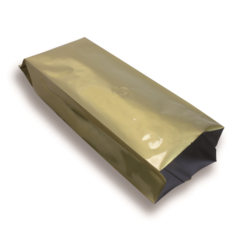 Side Gusset Bag with Valve 80 mm x 255 mm Guld