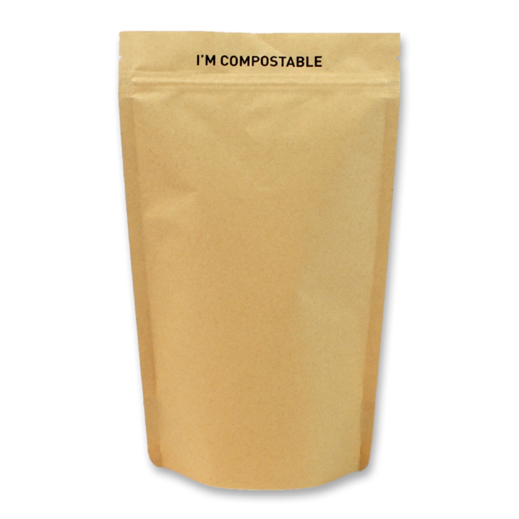Doypack Kraft PLA  compostable 120 x 210mm 160 mm x 265 mm Marron