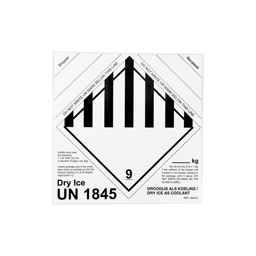 Label UN1845 Dry Ice NL-versie Wit