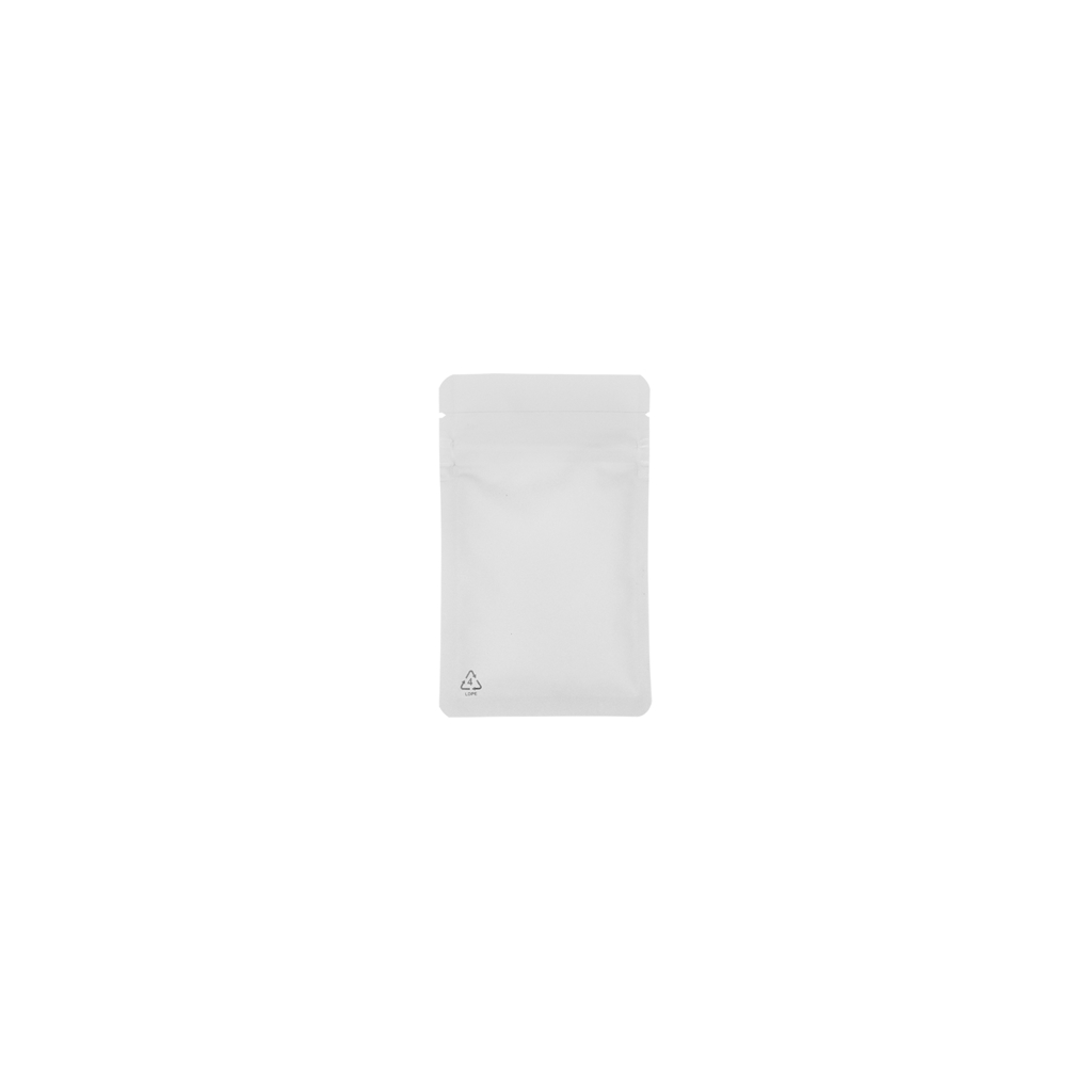 Recyclable vlakke zak met gripsluiting 70 mm x 110 mm Wit