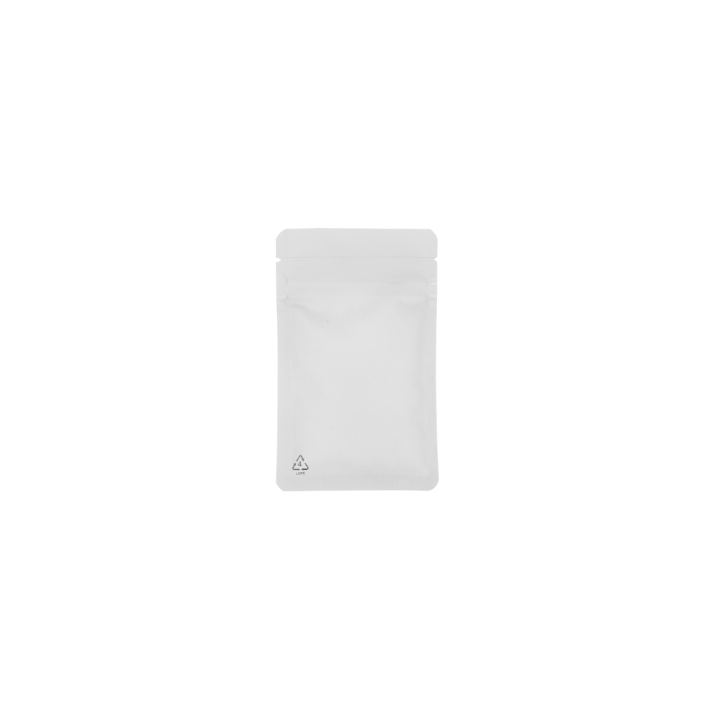 Recyclable vlakke zak met gripsluiting 80 mm x 130 mm Wit