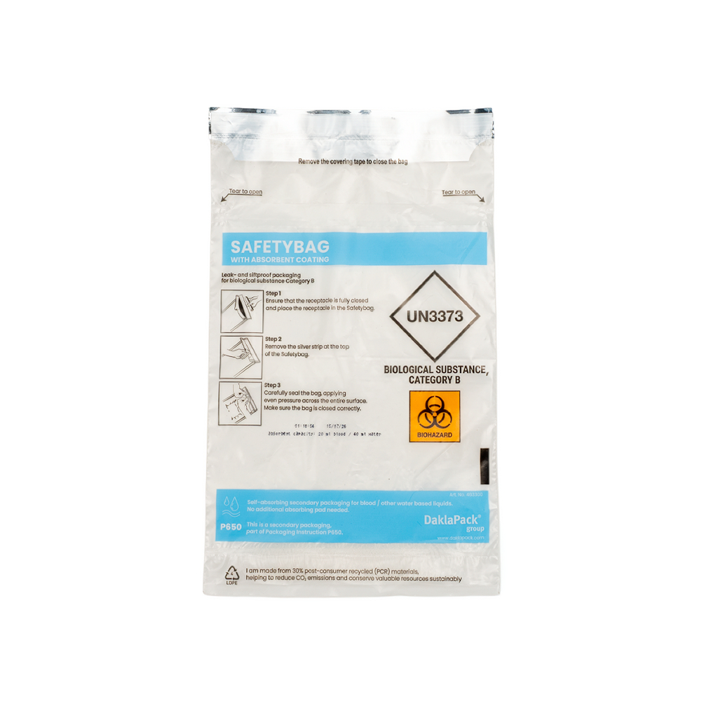 Safetybag 165 × 265mm med integrerad absorbent, 30% Recycled