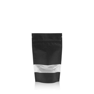 Stand up pouch kraft with window 100 mm x 195 mm Black