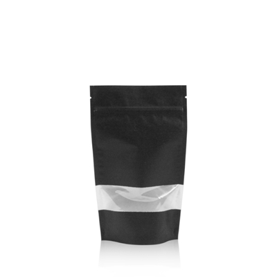 Stand up pouch kraft with window 120 mm x 210 mm Black