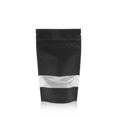 Lamizip Kraft Paper Stand Up Pouches with window 5.51 inch x 9.25 inch Black