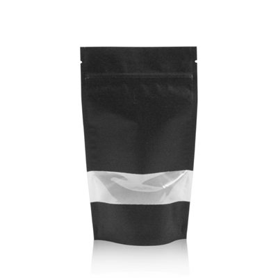 Lamizip Kraft Paper Stand Up Pouches with window 6.30 inch x 10.43 inch Black