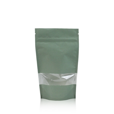 Stand up pouch kraft with window 140 mm x 235 mm Green