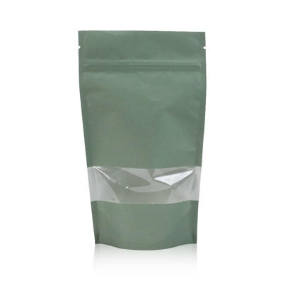 Lamizip Kraft Paper Stand Up Pouches with window 7.28 inch x 11.61 inch Green