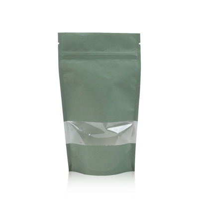 Lamizip Kraft Paper Stand Up Pouches with window 6.30 inch x 10.43 inch Green