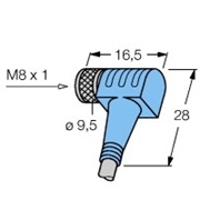CONNECTOR+CABLE,ELBOW,FL,M8,3P